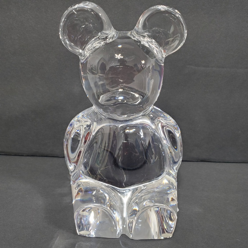 Orrefors Sweden Crystal Art Glass Teddy Bear Figurine Clear Signed 5.5 in Tall